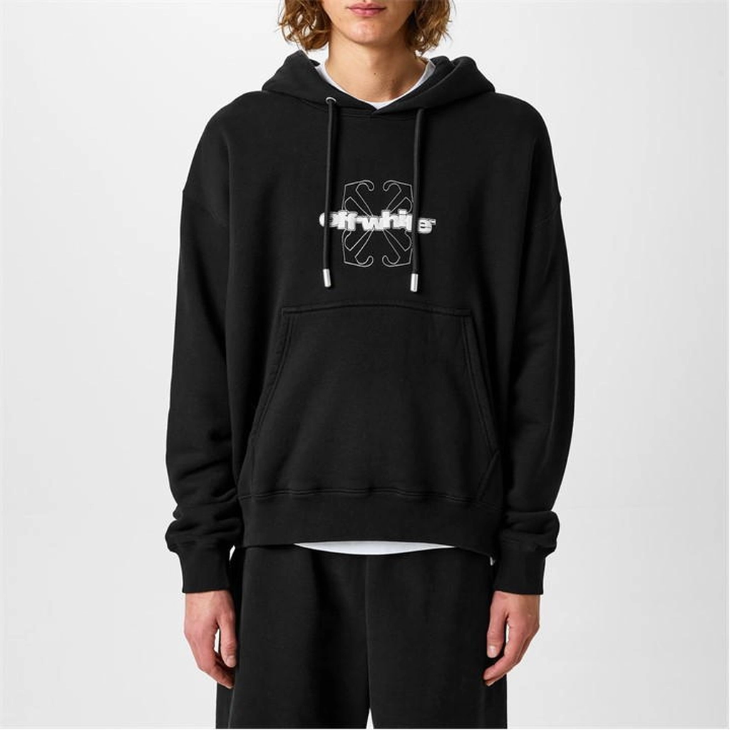 Off White Flock Arrow Hoodie - Black